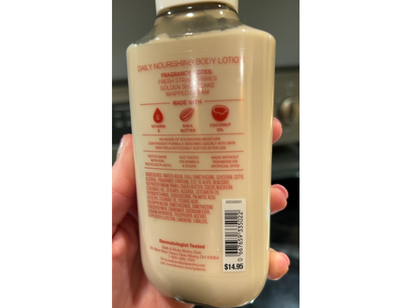 Bath & Body Works Daily Nourishing Body Lotion, Strawberry Pound Cake, 8 fl oz /236 mL