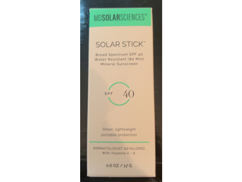 Md Solar Sciences Portable Mineral Sunscreen Solar Stick, SPF 40, 0.6 oz/17 g