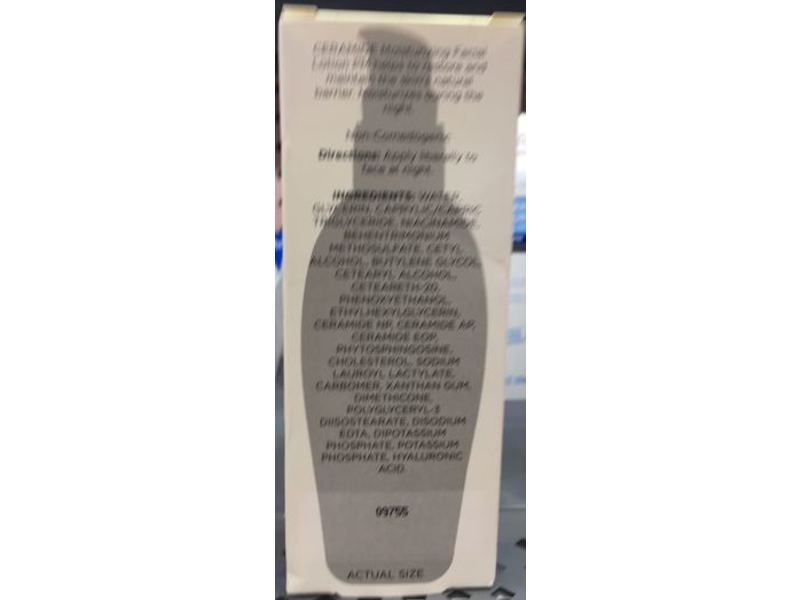 Equate Beauty Ceramide Moisturizing Facial Lotion, Pm, Moisturize, 3 fl oz/89 mL