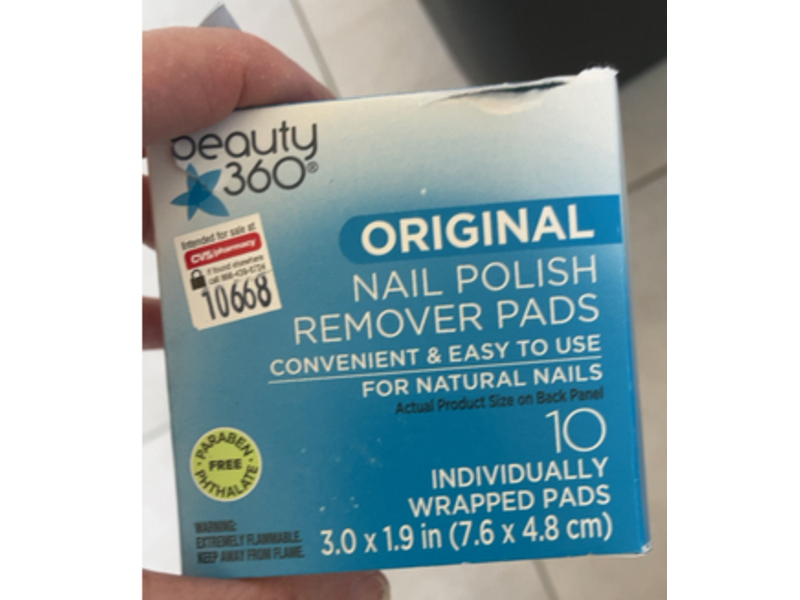 Beauty 360 Nail Polish Remover Pads, 10 Count