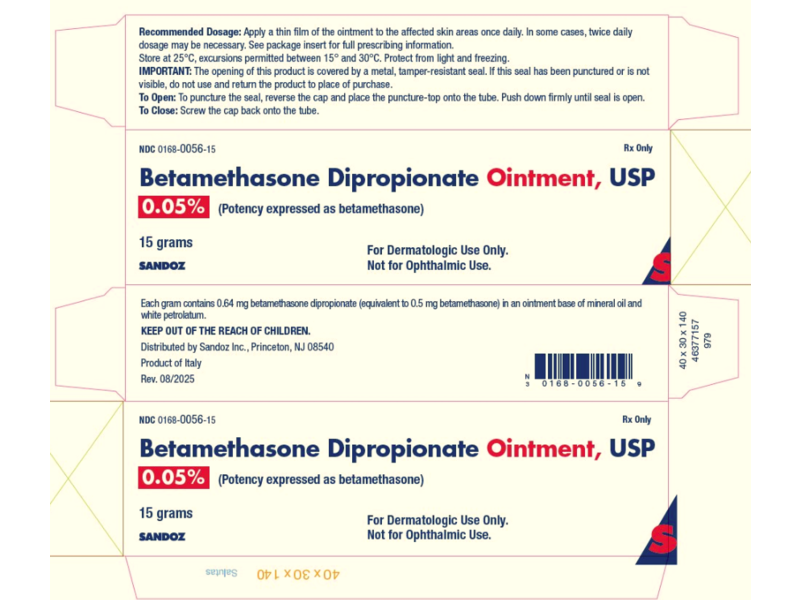 Betamethasone Dipropionate Ointment USP 0.05%, 15 g, Fougera (RX)
