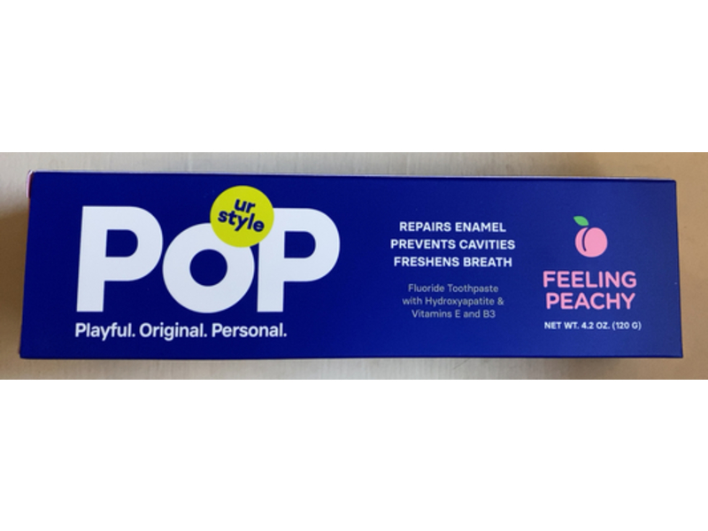 Pop Fluoride Toothpaste, Feeling Peachy, Hydroxyapatite & Vitamin E & B3, 4.2 oz/120 g