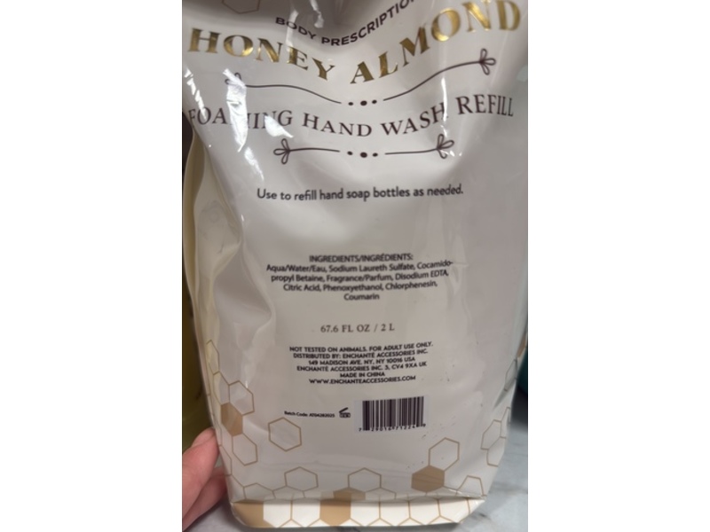 Body Prescriptions Foaming Hand Wash Refill, Honey Almond, 67.6 fl oz/2 L