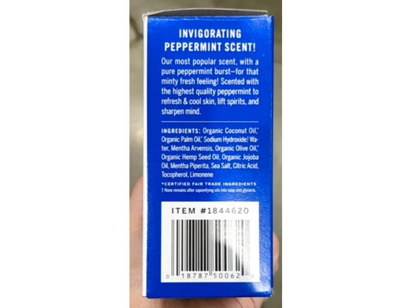 Dr. Bronner's Pure Castile Bar Soap, Peppermint, 5 oz/140 g, 6 Count