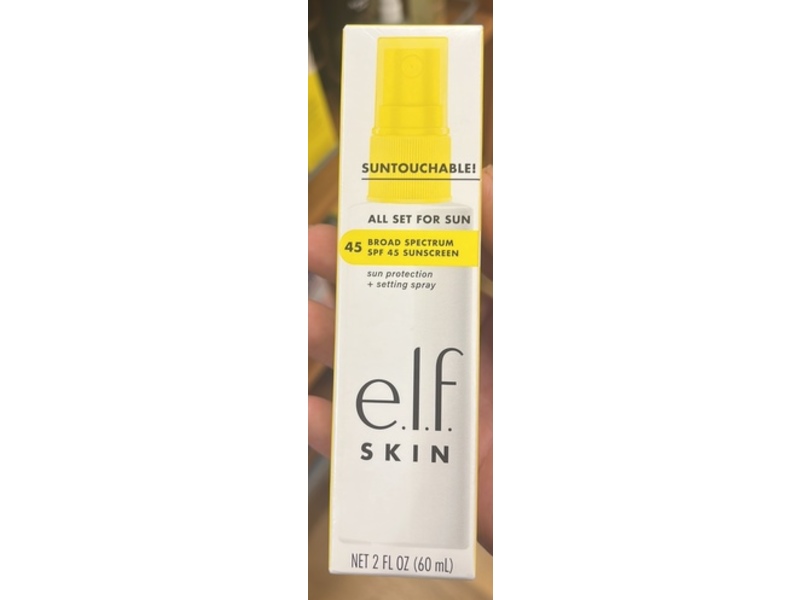 e.l.f Skin Suntouchable! All Set For Sun Sunscreen Spray, SPF 45, 2 fl oz/60 mL
