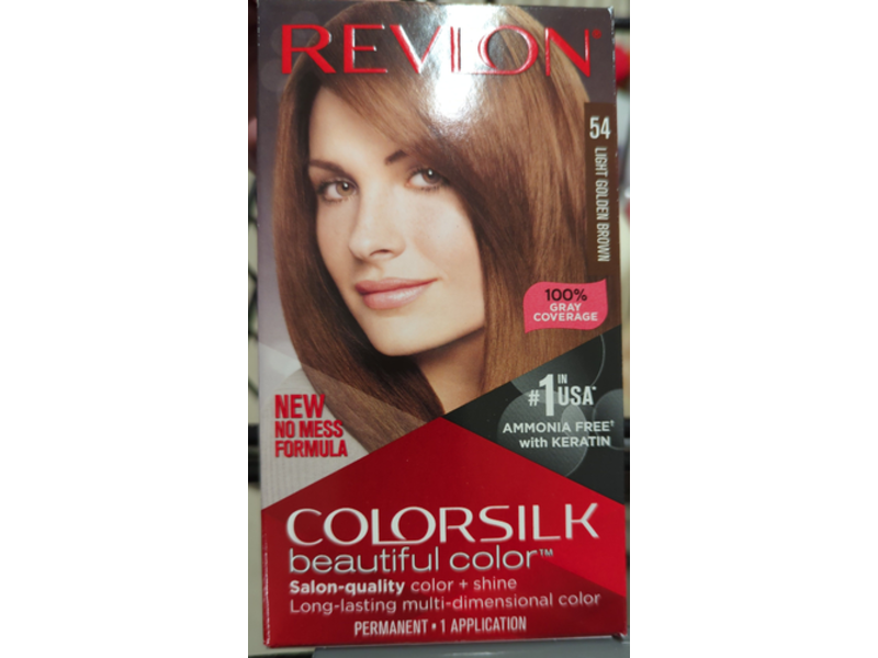 Revlon Color Silk Beautiful Color Permanent Hair Color, 54 Light Golden Brown, 1 Application, 4.4 fl oz