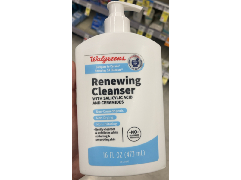 Walgreens Renewing Cleanser, Salicylic Acid & Ceramides,16 fl oz/473 mL