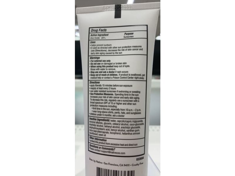 Native Mineral Sunscreen, SPF 30, 5 fl oz/147 mL