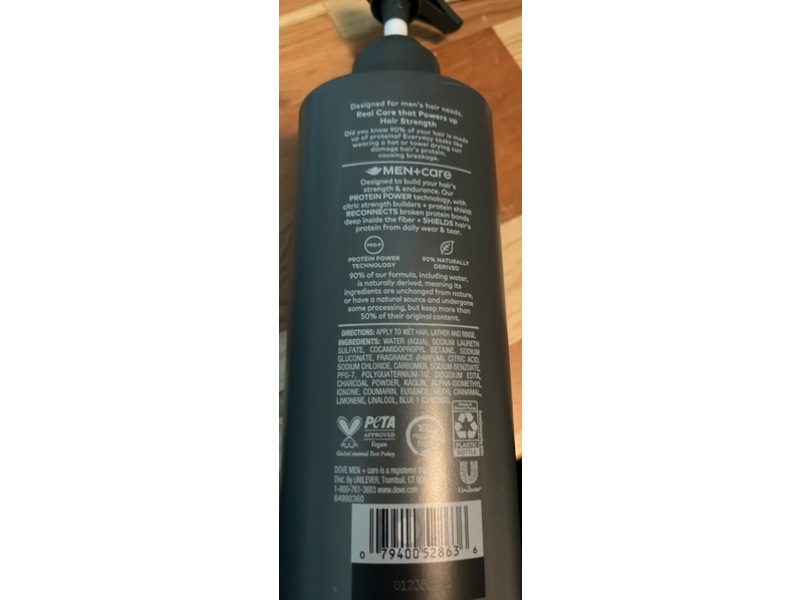 Dove Men+Care Deep Purifying Shampoo, Charcoal+Clay, 18 fl oz/532 mL