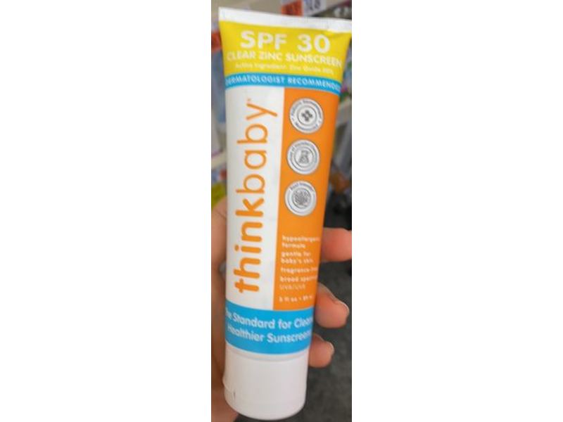 Thinkbaby Clear Zinc Sunscreen, SPF 30, 3 fl oz/89 mL