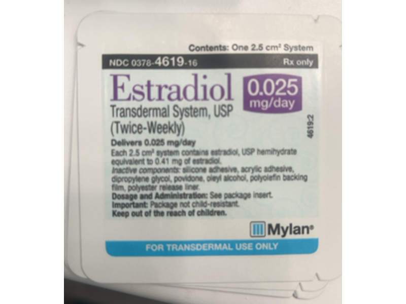 Estradiol Transdermal System 0.025 mg/day, Mylan (Rx)