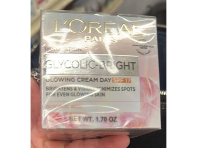 Loreal Paris Glycolic Bright Glowing Cream, SPF 17 Glycolic Acid, 1.70 oz/50 mL