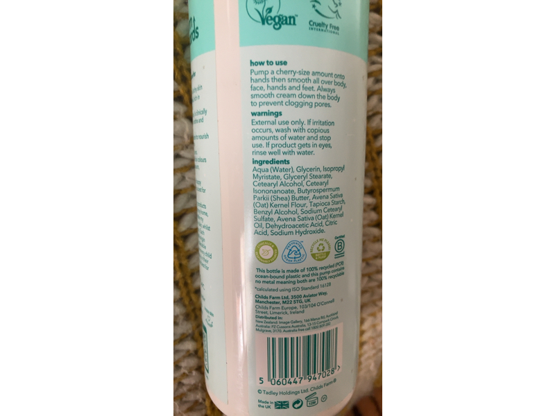 Childs Farm Baby Moisturiser, Oat Derma, 500 mL