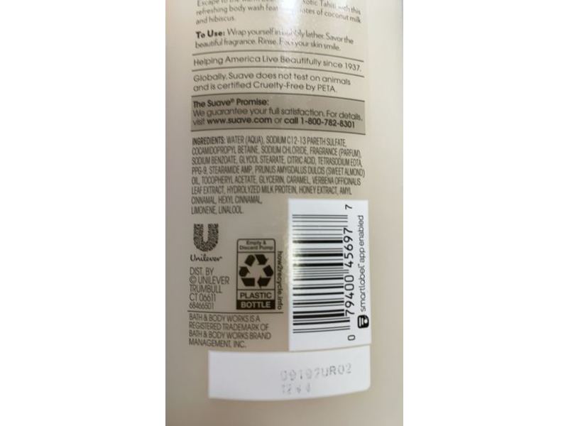 Suave Tahitian Escape Body Wash, Coconut Milk & Hibiscus, 28 fl oz/828 mL