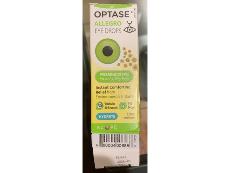 Optase Allegro Eye Drops, Hydrate, 0.33 fl oz/10 mL