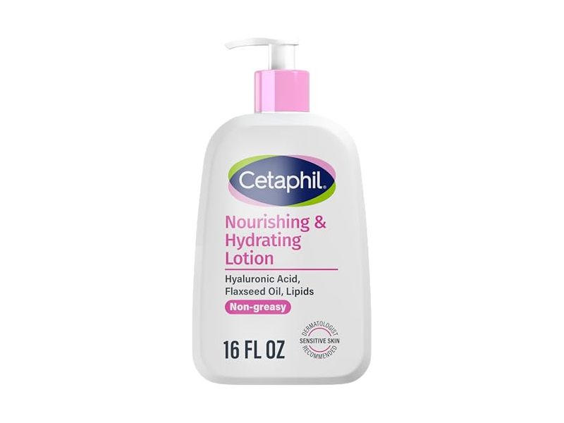 Cetaphil Nourishing & Hydrating Body Lotion, Hyaluronic Acid + Flaxseed Oil + Lipids, Non-Greasy, 16 fl oz/473 mL