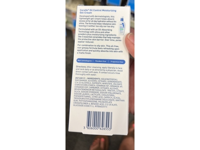 CeraVe Oil Control Moisturizing Gel Cream, Combination To Oily Skin, 2 fl oz/60 mL