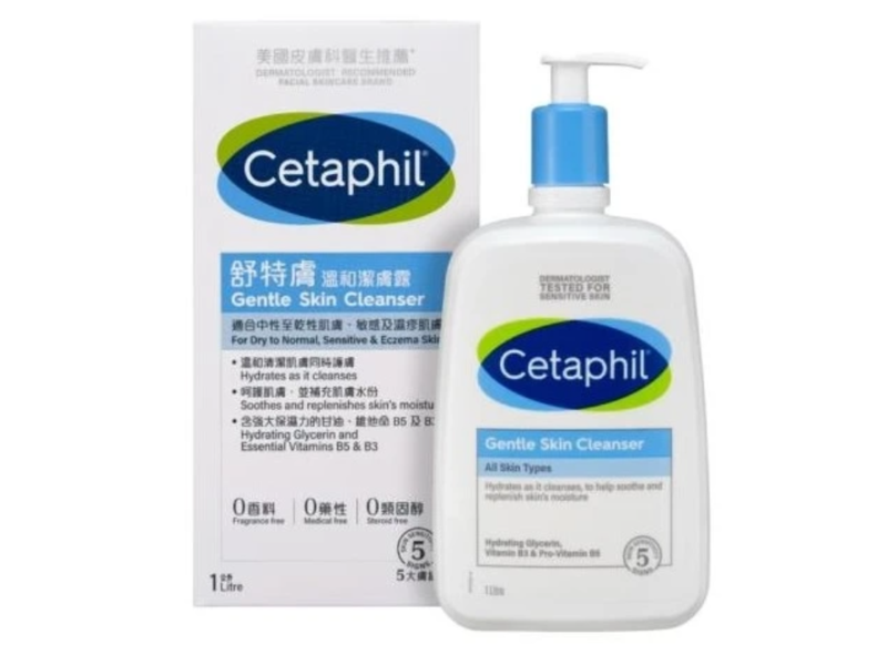 Cetaphil Gentle Skin Cleanser, Glycerin & Essentials Vitamins B5 & B3, 1 L