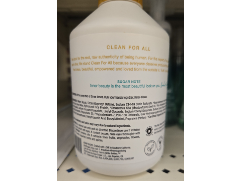 Raw Sugar Simply Hand Wash, Shea + Rice Flower, 16.9 fl oz/500 mL