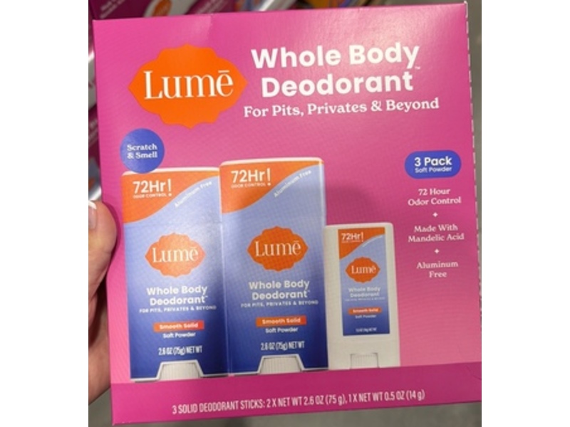 Lume Whole Body Deodorant Set, Soft Powder, Pack Of 3