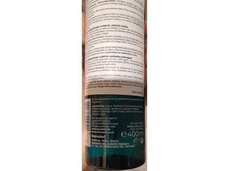 Eucerin Dermopure Clinical Pore Refining Cleansing Gel, 400 mL