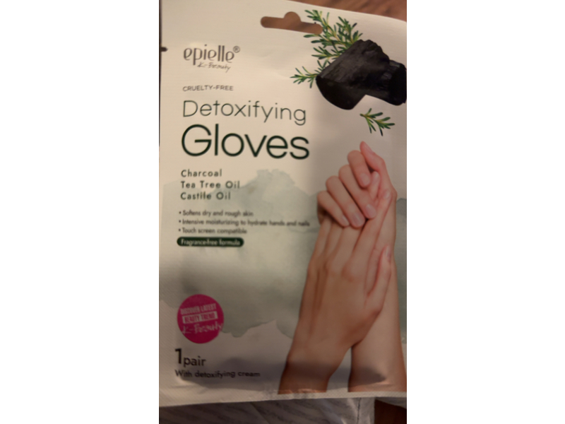 Epielle Detoxifying Gloves Cream, Charcoal + Tea Tree Oil & Castile Oil, 1 Pair