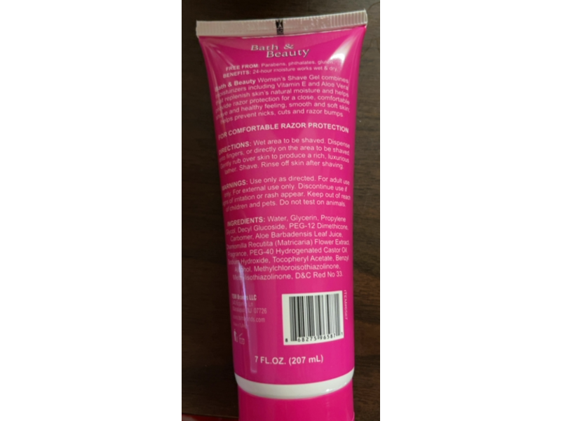 Bath & Beauty Moiturizing Vitamin E & Aloe Vera Shave Gel, Berry Burst, 7 fl oz/207 mL