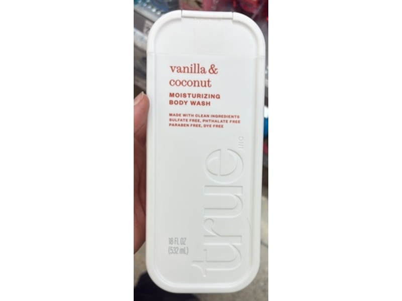 True Moisturizing Body Wash, Vanilla & Coconut, 18 fl oz/532 mL