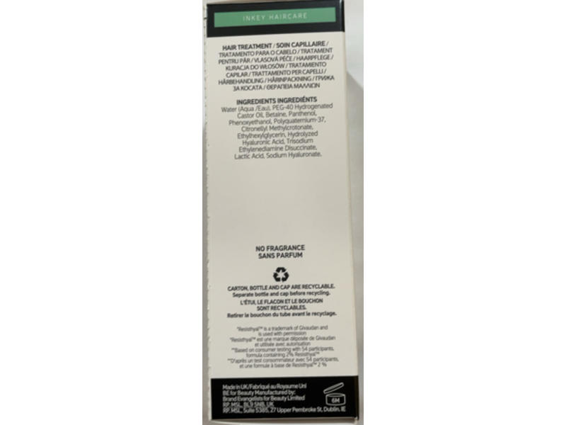 The Inkey Hyaluronic Acid Hydrating Hair Treatment, 3.4 fl oz/100 mL