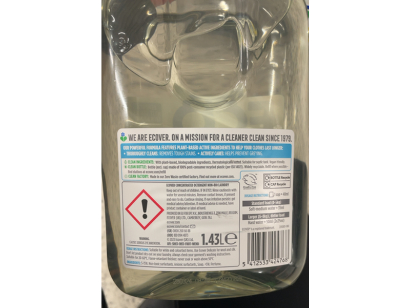 Ecover Concentrated Non - Bio Laundry Detergent, Lavender & Sandalwood, 40 Loads, 1.43 L