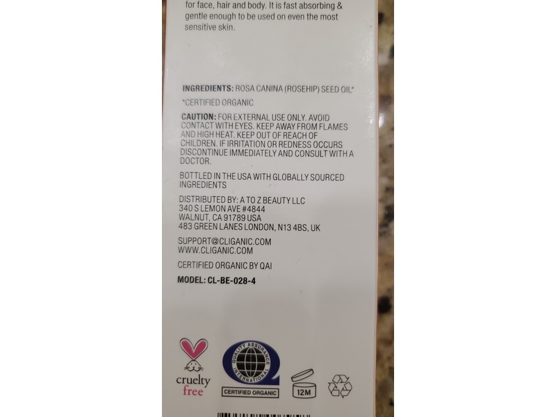 Cliganic Rosehip Oil, 4 fl oz/120 mL