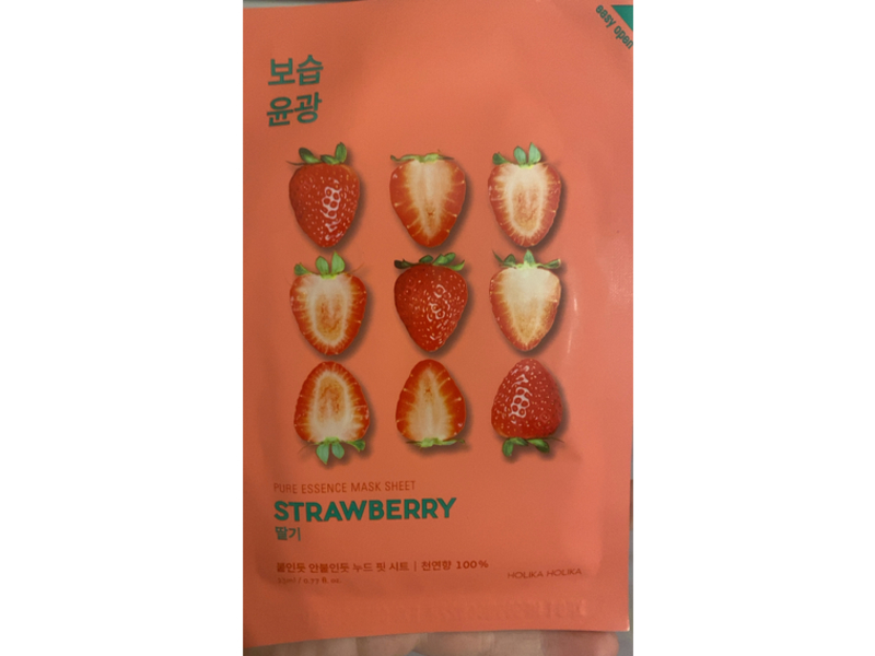 Holika Holika Pure Essence Mask Sheet, Strawberry, 0.77 fl oz/23 mL