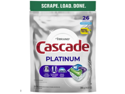 Cascade Platinum Dishwasher Detergent Pacs, Fresh Scent, 14 oz/398 g, 26 Count