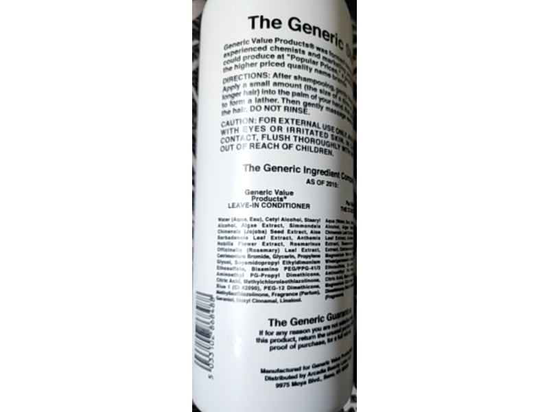 Generic Value Products Leave-In Conditioner, 33.8 fl oz/1 L