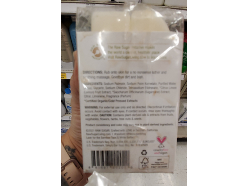 Raw Sugar Simply Bar Soap, Lemon Sugar, 10 oz/284 g, 2 Bars