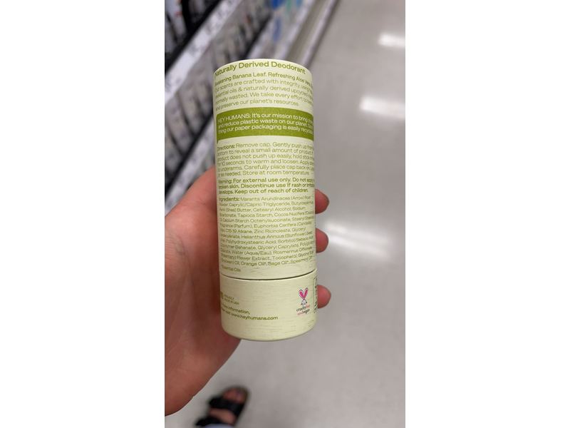 Hey Humans Natural Derived Deodorant, Banana Aloe, 2 oz/56 g