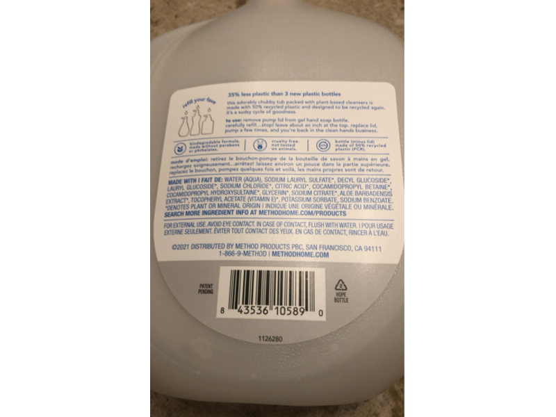 Method Gel Hand Wash, Fresh + Clear, Refill, 34 fl oz/1 L