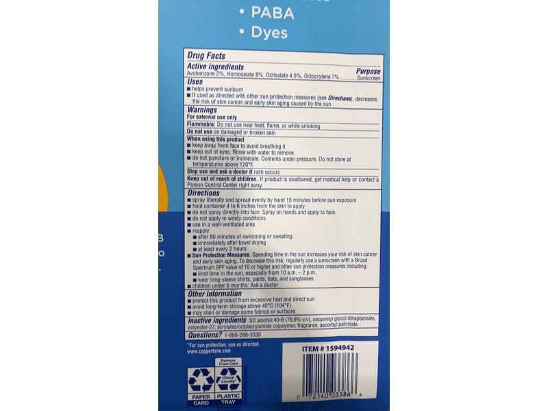 Coppertone Complete Sunscreen Spray, SPF 30, 7.3 oz/208 g