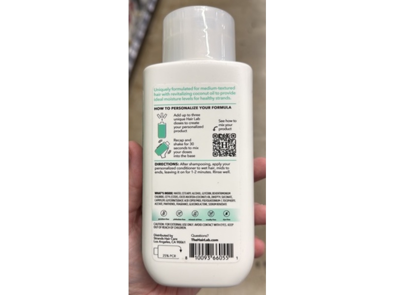 The Hair Lab By Strands Personalized Well-Balanced Conditioner, Coconut Oil, 11 fl oz/325 mL