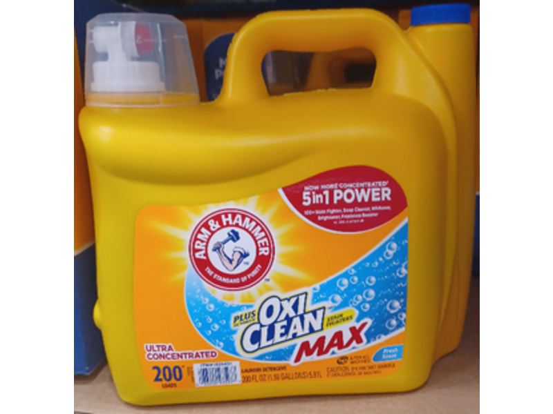 Arm & Hammer 5 In 1 Power Plus Oxi Clean Ultra Stain Fighters Max Laundry Detergent, Fresh Scent, 200 Loads, 200 fl oz/5.91 L