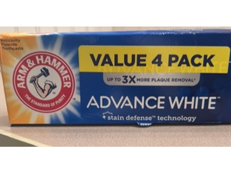 Arm & Hammer Advance white Anticavity Fluoride Toothpaste, Clean Mint, 7.2 oz/204 g, Pack Of 4