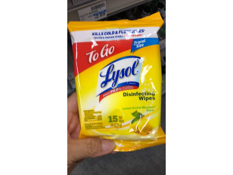 LYSOL Disinfecting Wipes - Lemon & Lime Blossom To-Go Flatpack 15 ct. (Pack of 3)