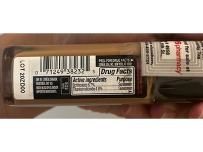 L'Oreal Paris Infallible Fresh Wear Foundation, 505 Toffee, SPF 25, 1 fl oz/30 mL