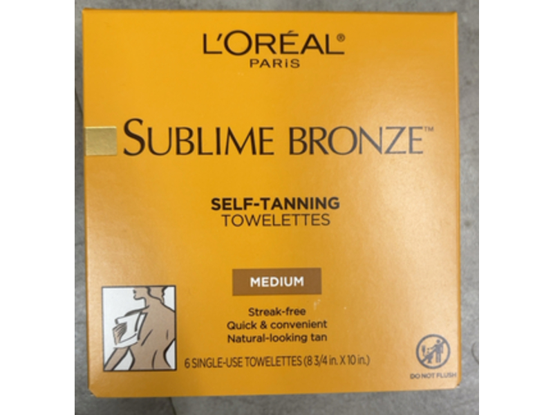 L'Oreal Paris Sublime Bronze Self Tanning Towelettes, Medium, 6 Count