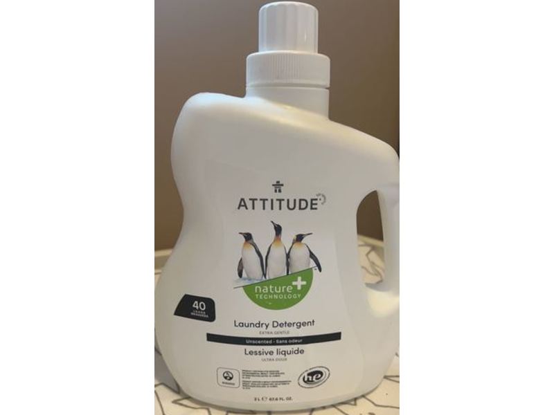 ATTITUDE Laundry Detergent, Unscented, 40 Loads, 67.6 fl oz/2 L