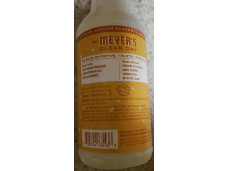Mrs. Meyer's Clean Day Multi-Surface Everyday Cleaner, Orange Clove Scent, 16 fl oz/473 mL