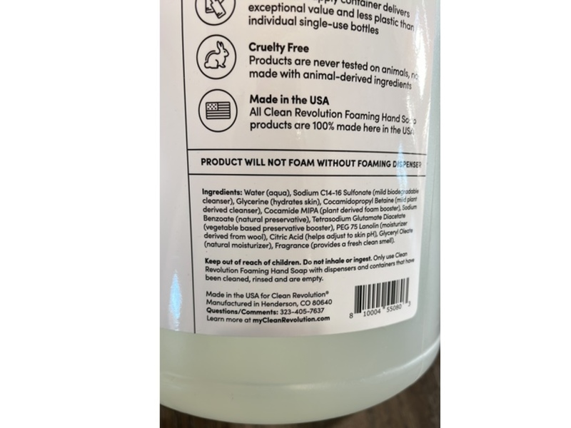 Clean Revolution Foaming Hand Soap, Dreamy Citrus, 128 fl oz