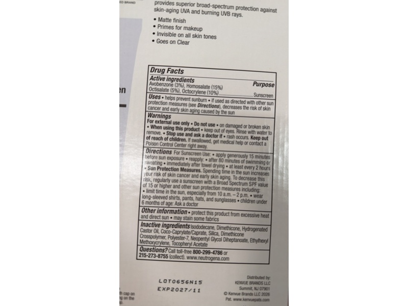 Neutrogena Ultra Sheer Face Invisible Gel Sunscreen, SPF 40, 1.7 fl oz/50 mL, Pack Of 2