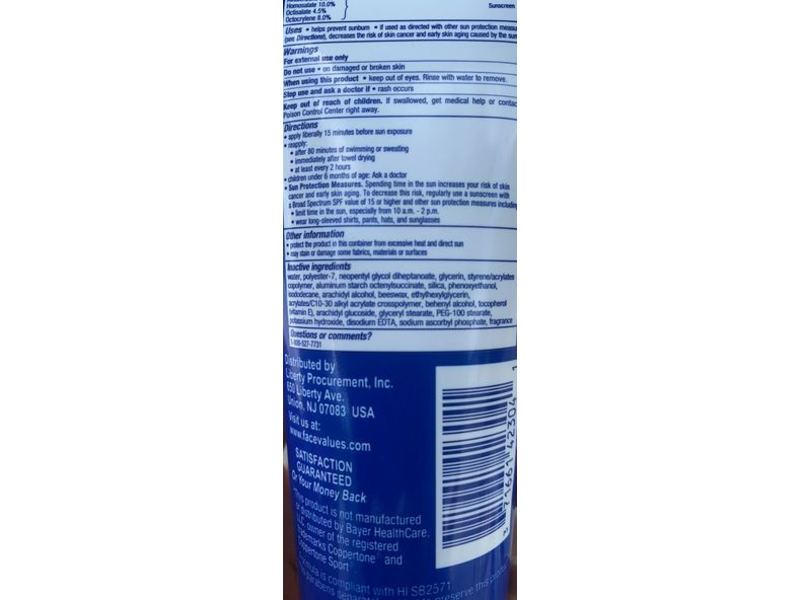Face Values Ultra Sport Active Sunscreen Lotion, SPF 50, 3 fl oz/88.7 mL
