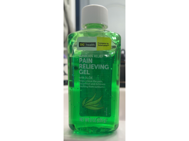 DG Health Sunburn Relief Pain Relieving Gel, Aloe, 8 oz/226 g